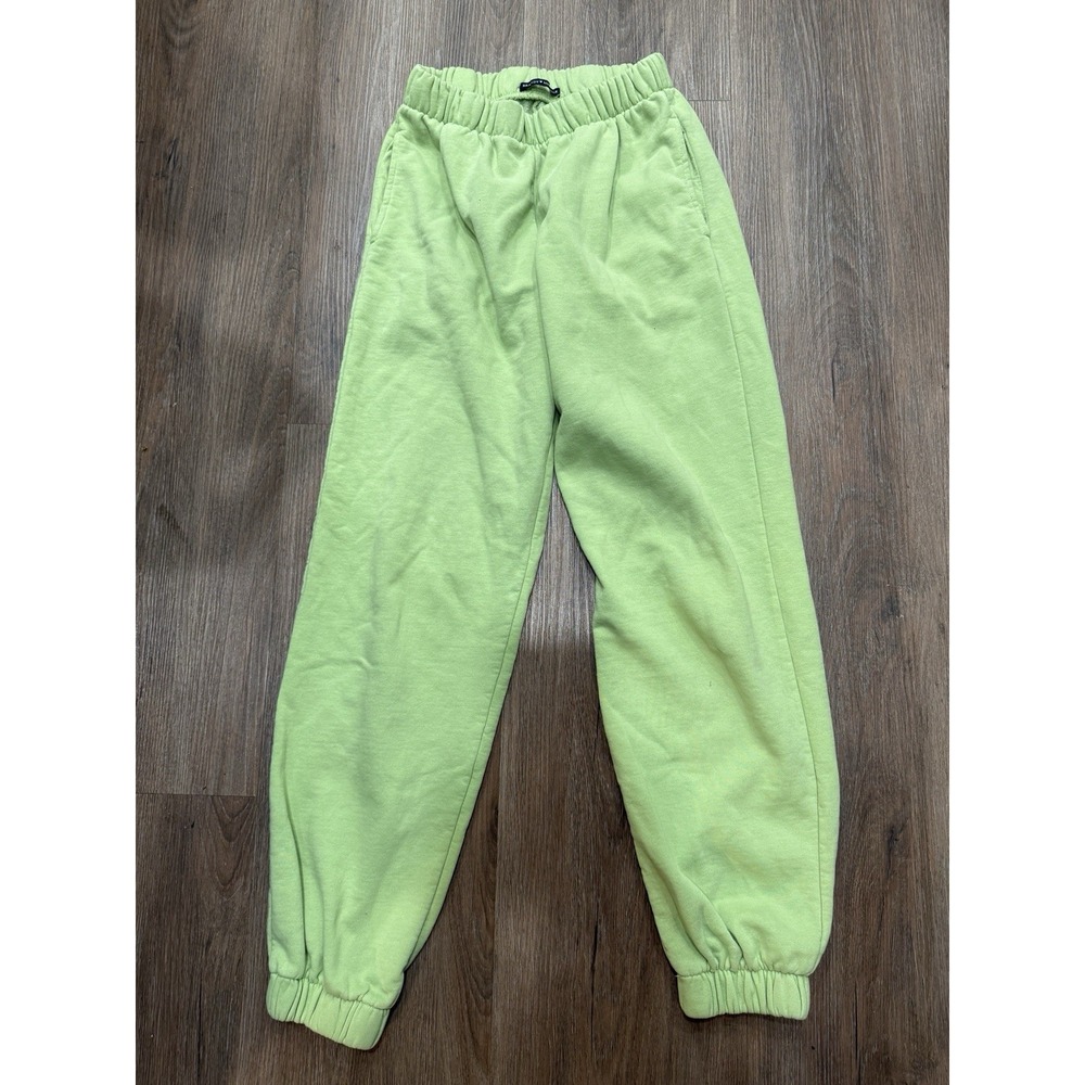 BRANDY MELVILLE Lime Green "Rosa" Hi-Waist Jogger Sweatpants One Size Fits Most